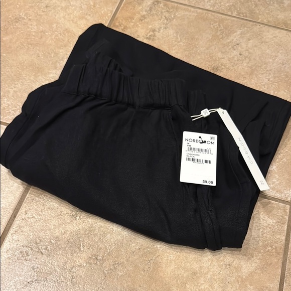 Nordstrom Black Casual Linen Pants with Elastic Waistband - Picture 1 of 4
